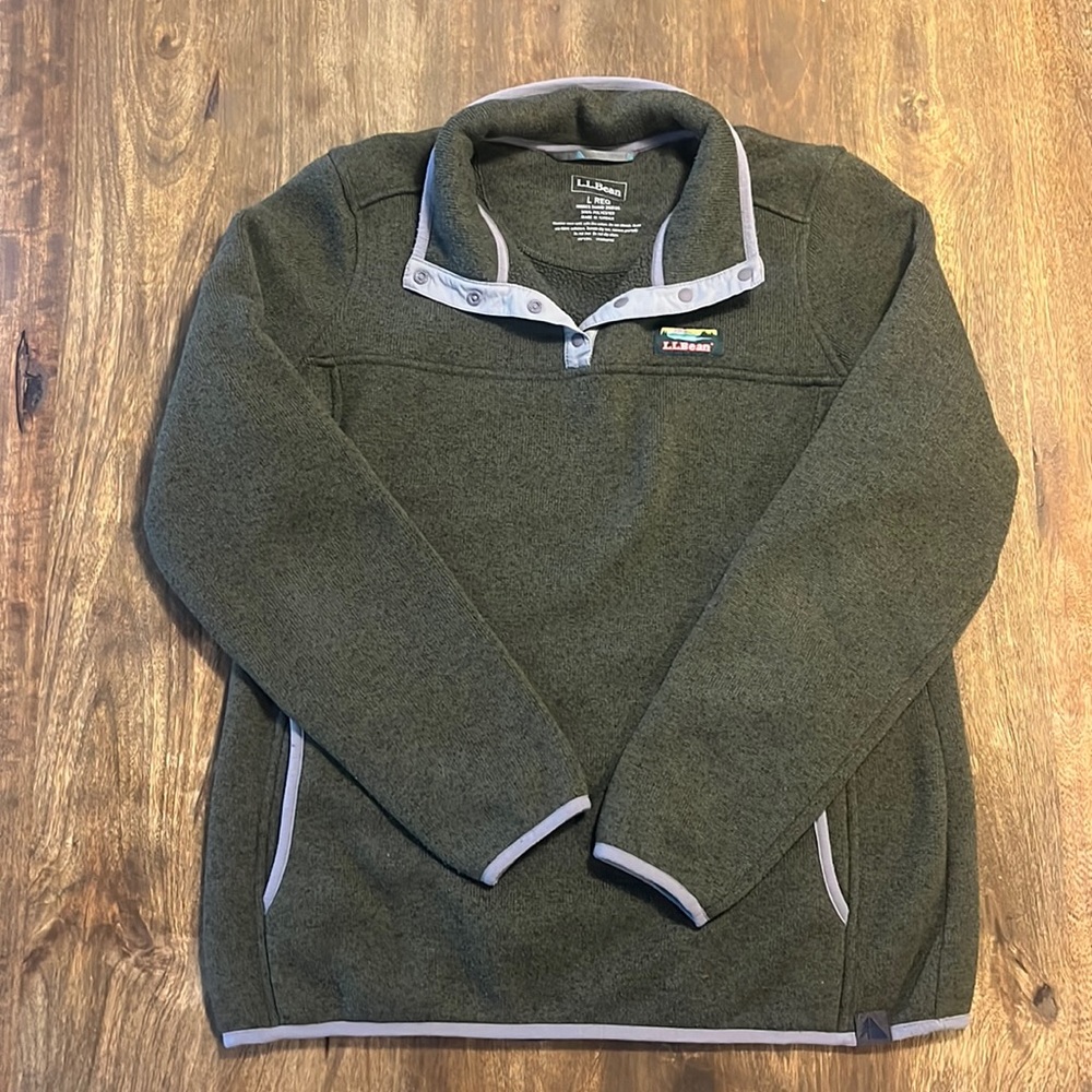 Green LL bean quartersnap fleece size large